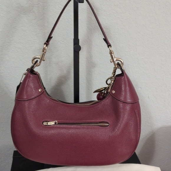 Coach Mara Hobo Shoulder Bag And Wallet Set In Cherry Pebble Leather W/ Dustbag - Picture 6 of 15